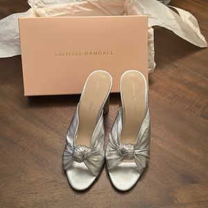 Loeffler Randall Coco Knotted Metallic Leather Mules